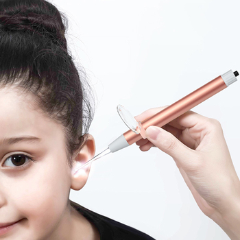 Set de curățare a urechilor iluminat pentru copii – lingură de urechi din plastic și pensete, instrument vizual cu lumină, roz
