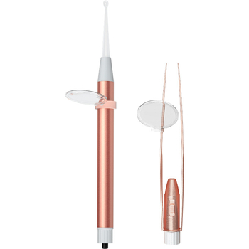 Set de curățare a urechilor iluminat pentru copii – lingură de urechi din plastic și pensete, instrument vizual cu lumină, roz