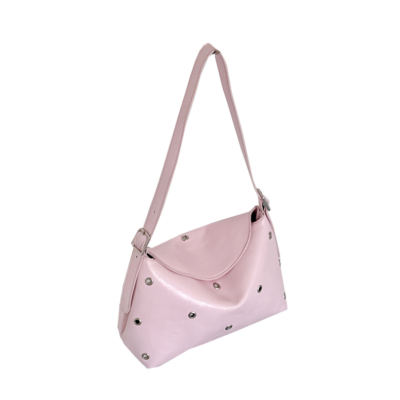 Ženska torbica ispod pazuha s rivetima, vintage mekana sintetička koža, torba za rameno ili crossbody, 2026 novi model