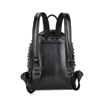 Casual PU ruksak s detaljima lubanje i nitu, crna, unisex, pogodan za 14-inčni prijenosnik
