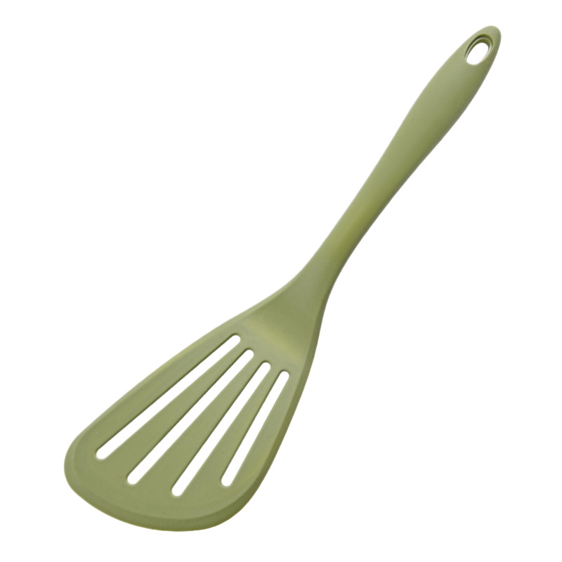 Lixuan spatulă din silicon pentru gătit, rezistentă la temperaturi înalte, antiaderentă, cu design cu canale pentru filtrarea uleiului, protecția tigăii