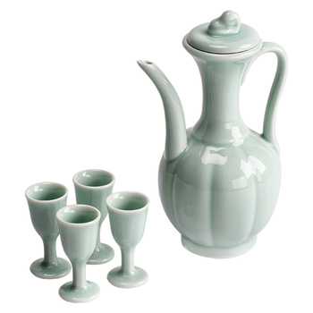 Set de ceai ceramic în stilul Dinastiei Song, imitație, ceainic mic cu mâner și accesorii pentru ceai, glazură albastru cer