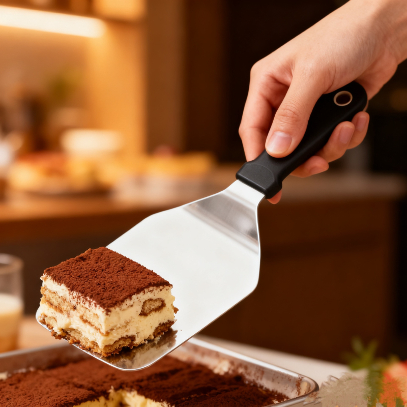 Spatulă din oțel inoxidabil pentru gătit, versatilă pentru tiramisu, friptură și clătite; unelte Teppanyaki și spatulă pentru netezirea clătitelor; mâner antiderapant