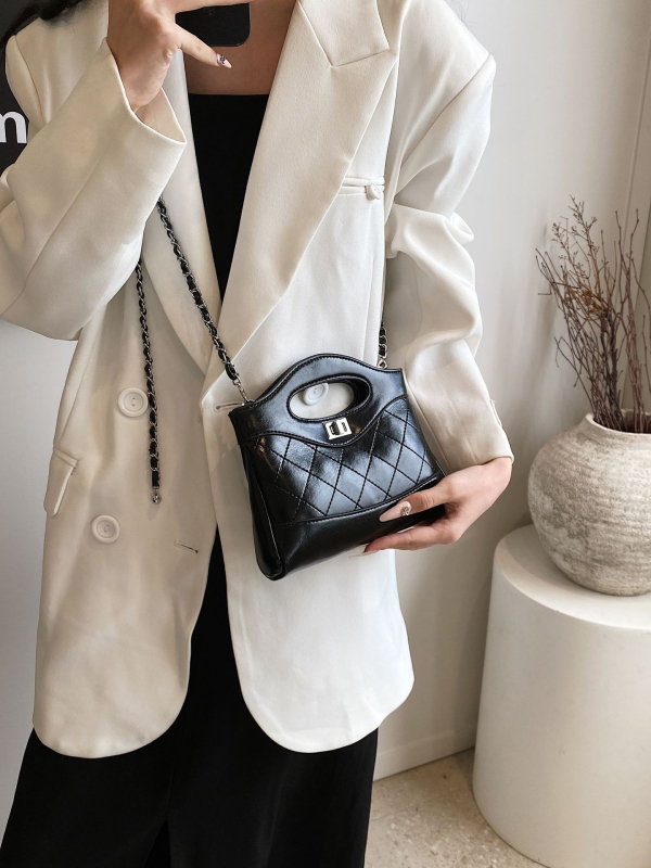 Chanel inspirirana torba s lancem, teksturirana mini torbica za ramena, 2025