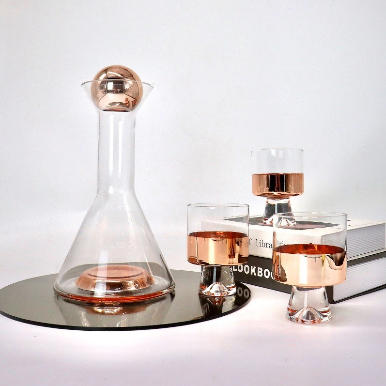 Set de decantare din sticlă, gradient roz-auriu și gri, capacitate 900 ml, stil modern