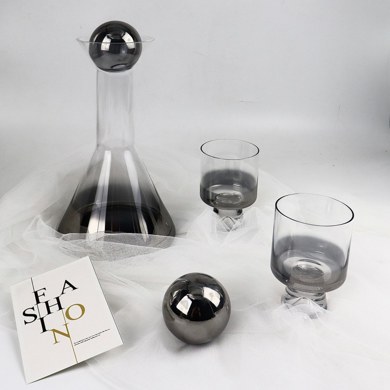 Set de decantare din sticlă, gradient roz-auriu și gri, capacitate 900 ml, stil modern