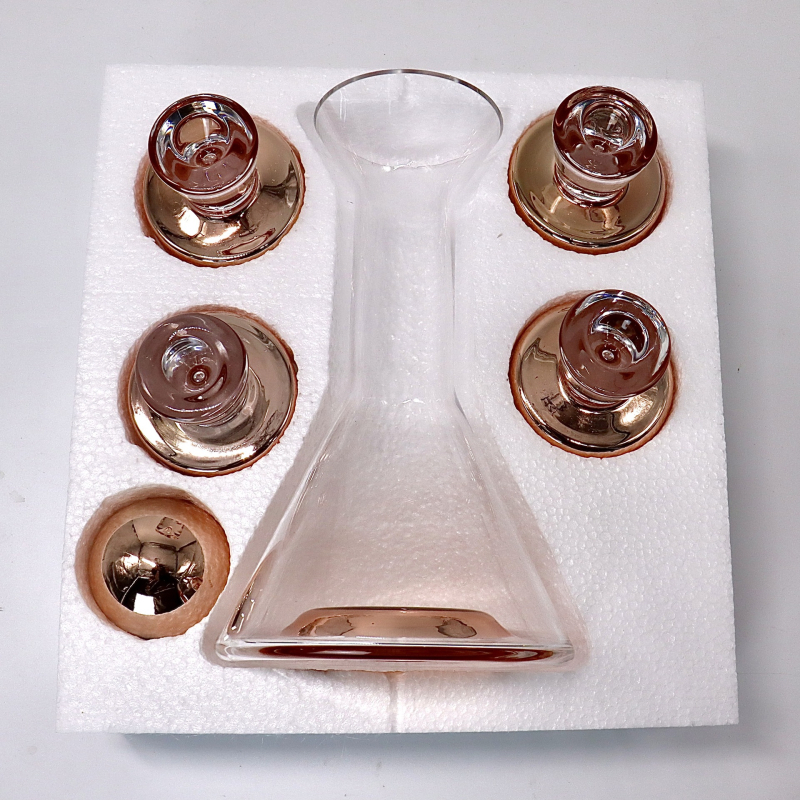 Set de decantare din sticlă, gradient roz-auriu și gri, capacitate 900 ml, stil modern
