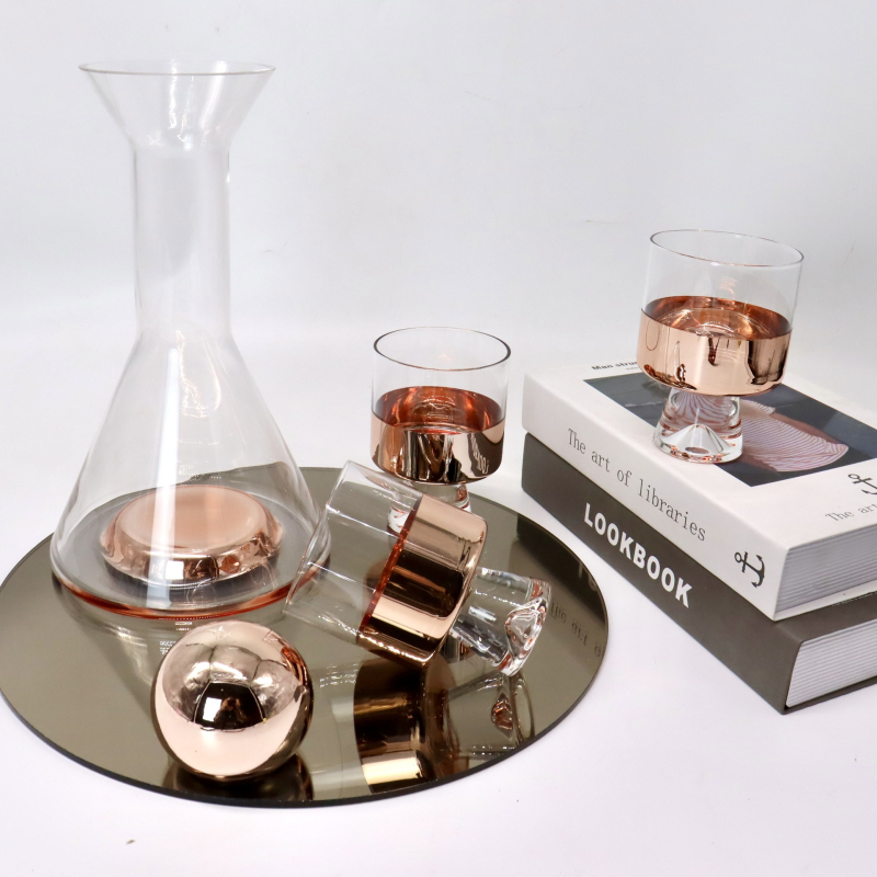 Set de decantare din sticlă, gradient roz-auriu și gri, capacitate 900 ml, stil modern