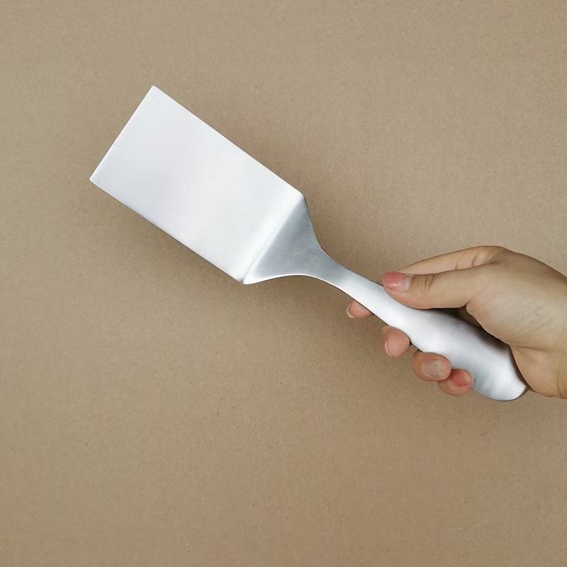 Spatulă mică din oțel inoxidabil, spatulă plată pentru teppanyaki, friptură, tort și clătite