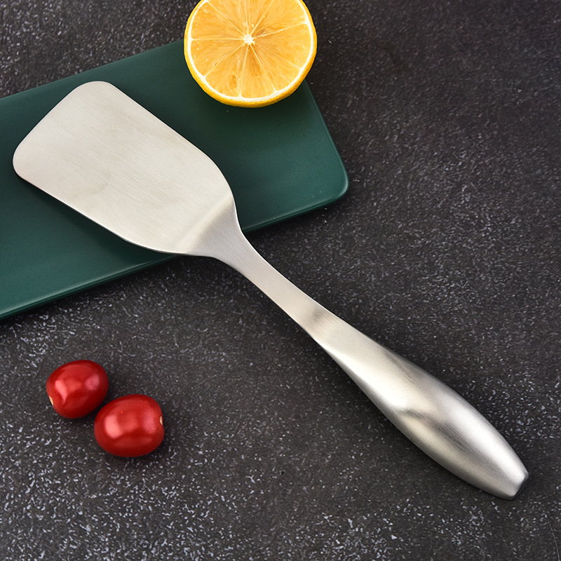 Spatula de gătit din oțel inoxidabil 304, finisaj mat, corp din oțel integral, spatulă pentru pizza cu design integrat, anti-arzare, spatulă mică, spatulă pentru friptură