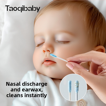 Taoqibaby Bețișoare din bumbac pentru bebeluși – sterilizate pentru nou-născuți, pentru curățarea urechilor și a nasului, bețișoare de bumbac pentru copii