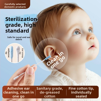 Taoqibaby Bețișoare din bumbac pentru bebeluși – sterilizate pentru nou-născuți, pentru curățarea urechilor și a nasului, bețișoare de bumbac pentru copii