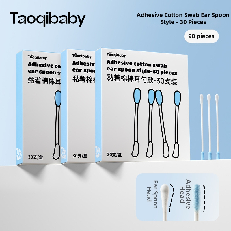 Taoqibaby Bețișoare din bumbac pentru bebeluși – sterilizate pentru nou-născuți, pentru curățarea urechilor și a nasului, bețișoare de bumbac pentru copii