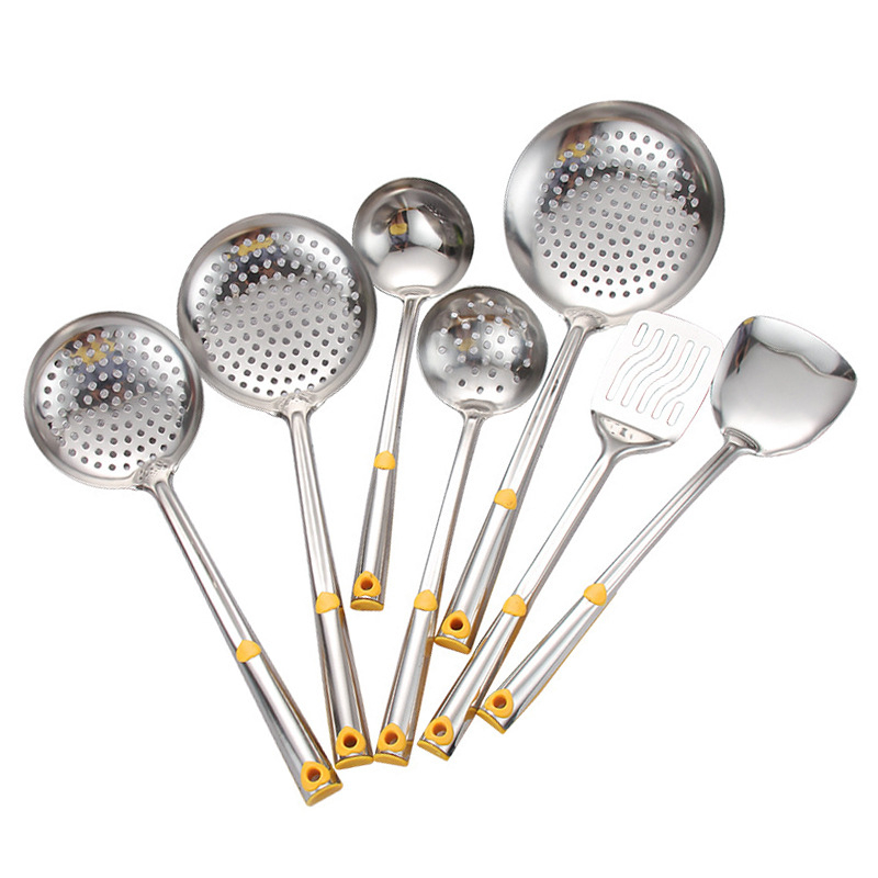 Set de ustensile de bucătărie din oțel inoxidabil: lingură, spatulă și paletă pentru tigaie, 201 oțel inoxidabil