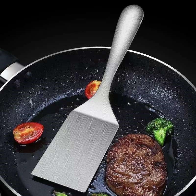 Spatulă plată din oțel inoxidabil pentru gătit – spatulă mică de prăjit pentru steak, clătite, tiramisu și teppanyaki
