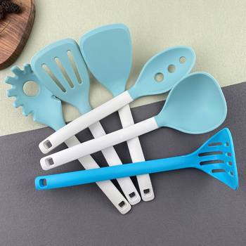 Set de 6 spatule din silicon cu depozitare verticală, antiaderente și rezistente la temperaturi înalte, pentru gătit
