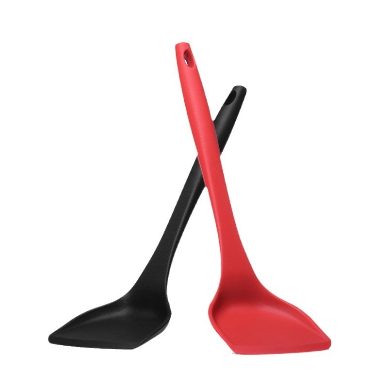 Spatulă din silicon cu mâner lung, rezistentă la temperaturi înalte, pentru tigăi antiaderente