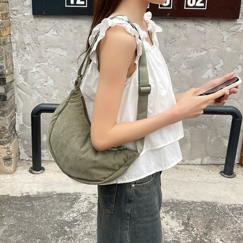 Unisex torbica preko tijela od corduroy, mala najlonska torbica za rame, zima 2023