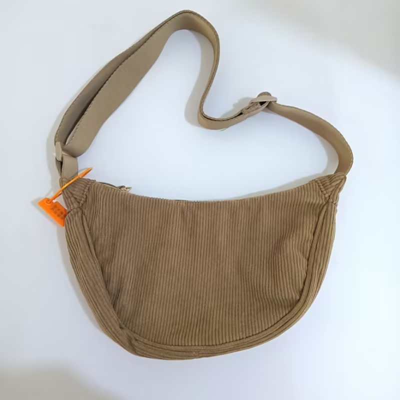 Unisex torbica preko tijela od corduroy, mala najlonska torbica za rame, zima 2023