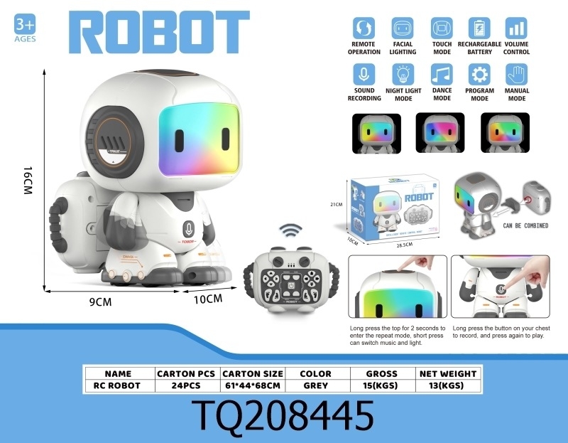 Okos távirányítós robot fényekkel, zenével és tánccal, beszédismétlő funkcióval; gyerekeknek szánt oktató játék és programozás