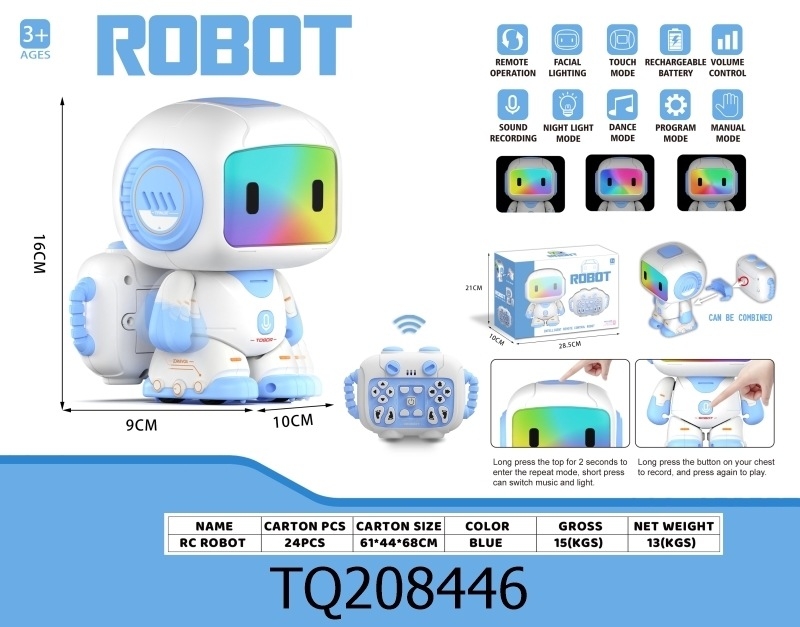 Okos távirányítós robot fényekkel, zenével és tánccal, beszédismétlő funkcióval; gyerekeknek szánt oktató játék és programozás