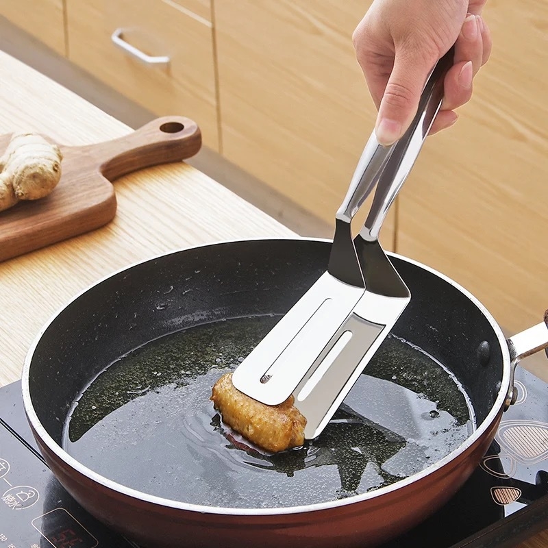 Spatulă de bucătărie din oțel inoxidabil, cu clip, pentru clătite, pește, pizza și friptură