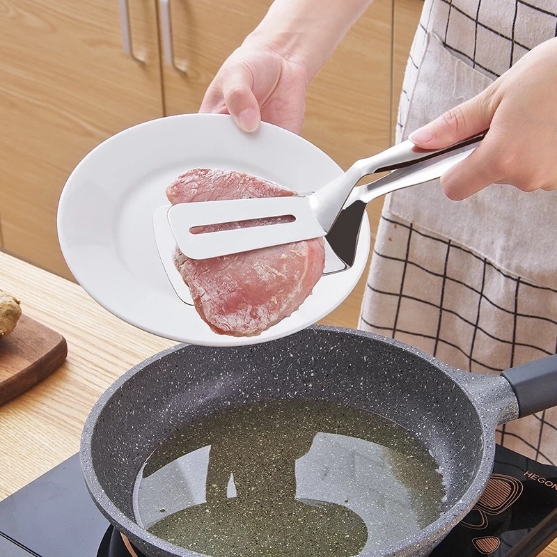 Spatulă de bucătărie din oțel inoxidabil, cu clip, pentru clătite, pește, pizza și friptură