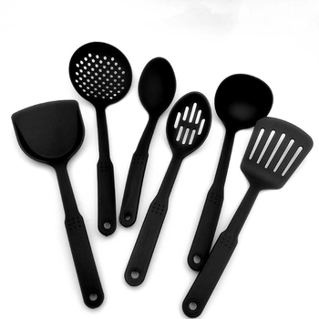 Set de șase ustensile de bucătărie din nylon, cu linguri și spatule, antiaderent, rezistent la temperaturi înalte