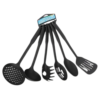 Set de șase ustensile de bucătărie din nylon, cu linguri și spatule, antiaderent, rezistent la temperaturi înalte