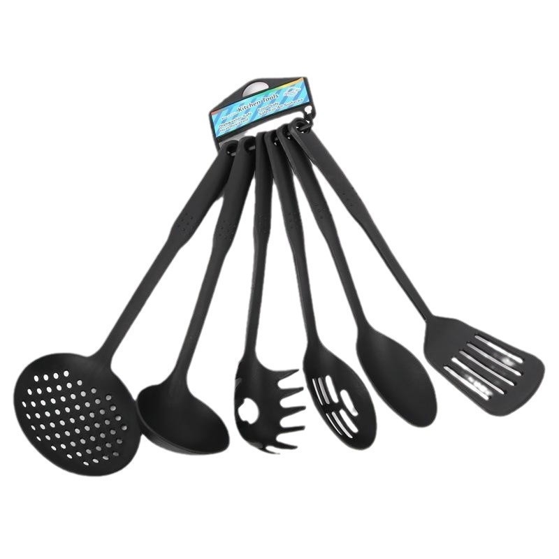 Set de șase ustensile de bucătărie din nylon, cu linguri și spatule, antiaderent, rezistent la temperaturi înalte