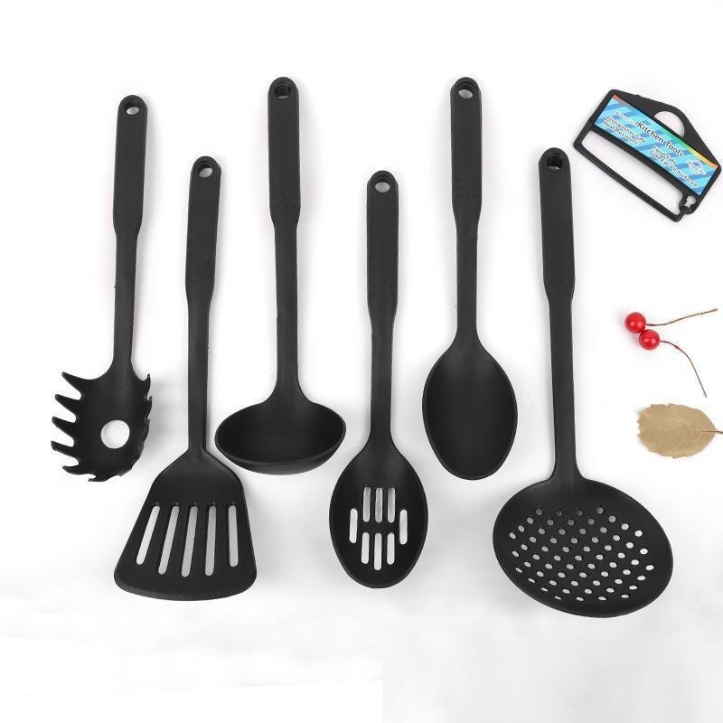 Set de șase ustensile de bucătărie din nylon, cu linguri și spatule, antiaderent, rezistent la temperaturi înalte