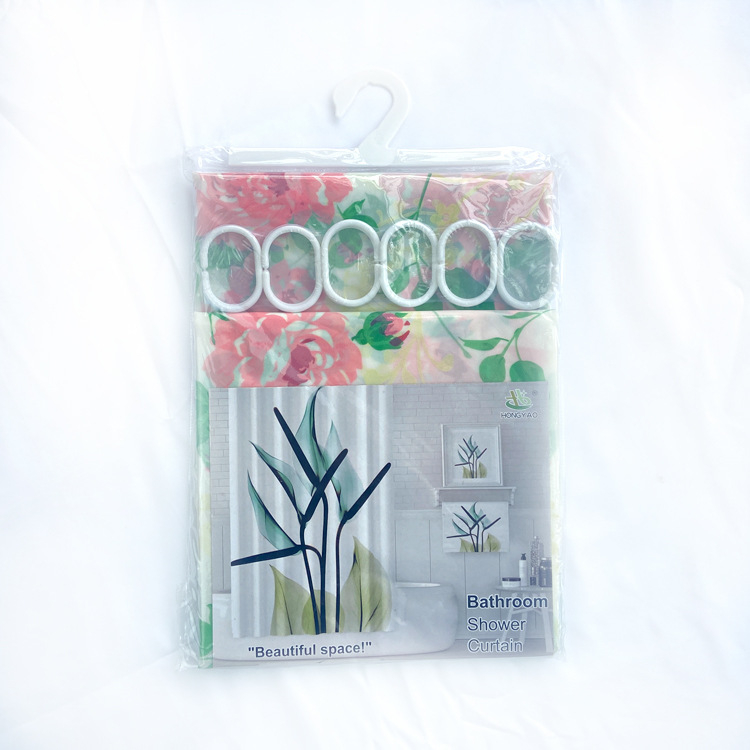Perdea de duș EVA imprimată, fără găuri, impermeabilă și rezistentă la mucegai, model cu peisaj marin floral pentru baie