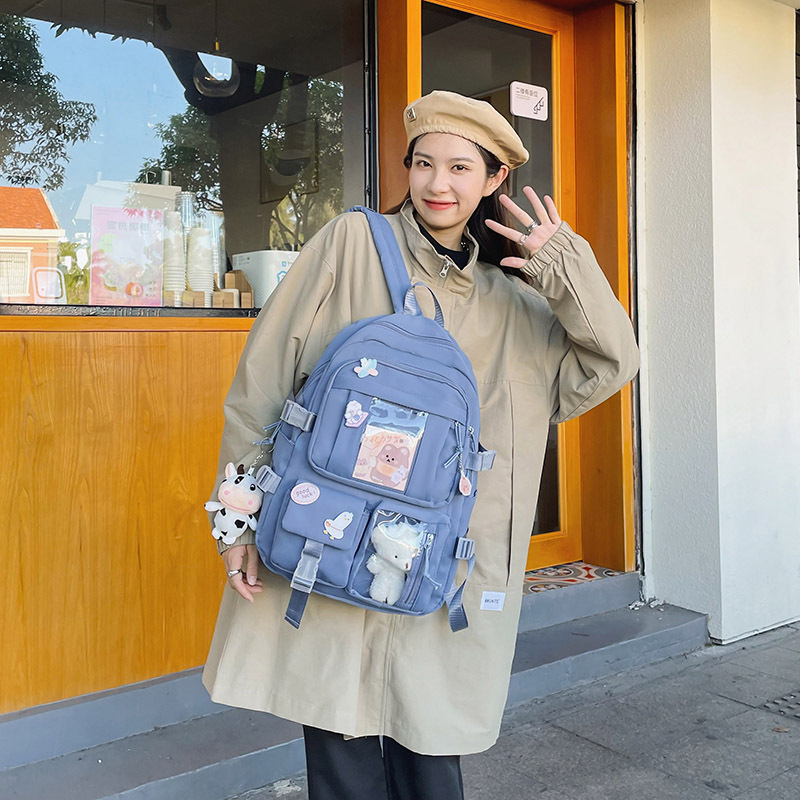 Ženski školski ruksak za srednju školu, s velikim kapacitetom i prozirnim pretincima, Harajuku stil, lagan.