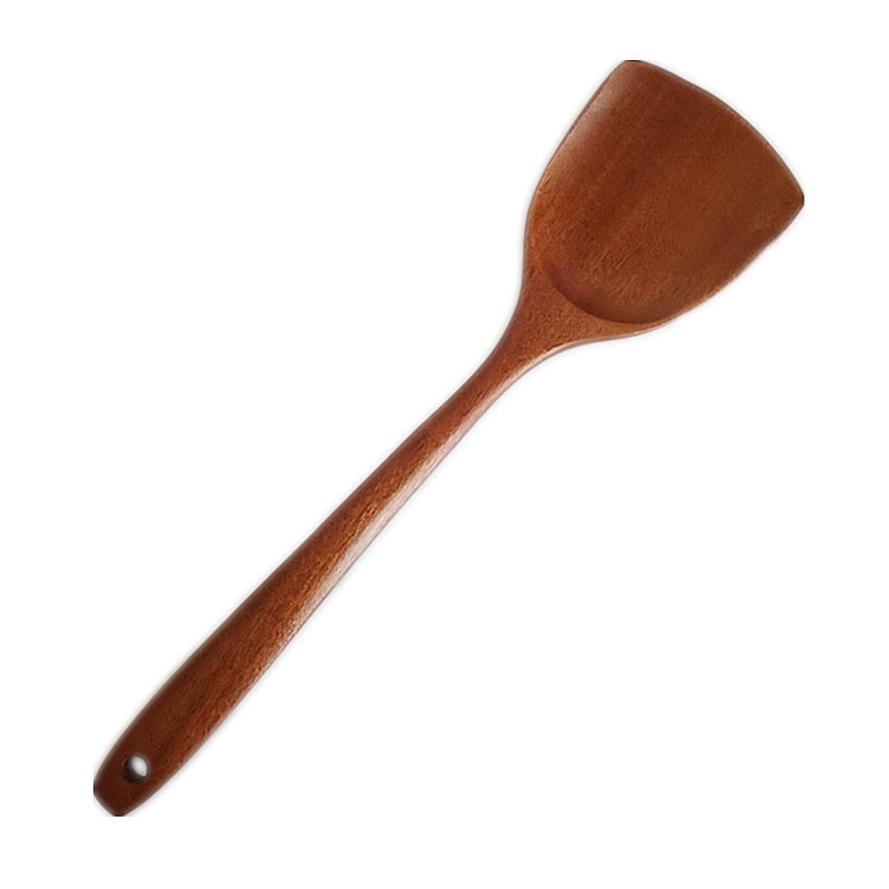 Spatulă din lemn de santal negru, cu mâner lung din lemn, izolație termică, antiaderentă pentru prăjit