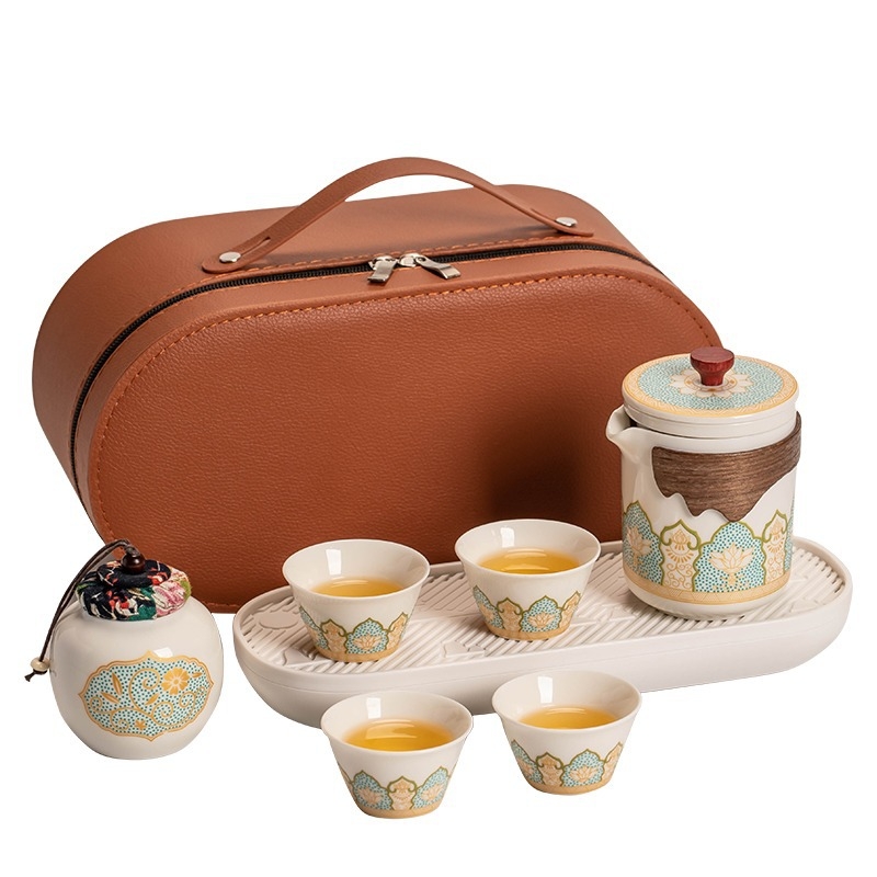 Carpenter Sequence Set ceai de călătorie: ceainic ceramic portabil și cești pentru camping și birou