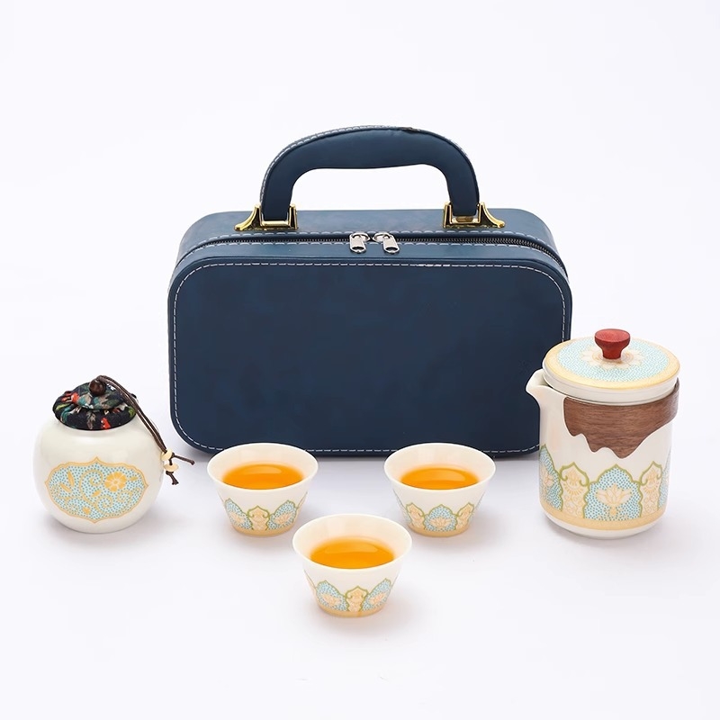 Carpenter Sequence Set ceai de călătorie: ceainic ceramic portabil și cești pentru camping și birou