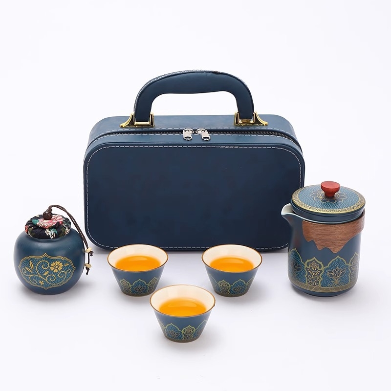 Carpenter Sequence Set ceai de călătorie: ceainic ceramic portabil și cești pentru camping și birou