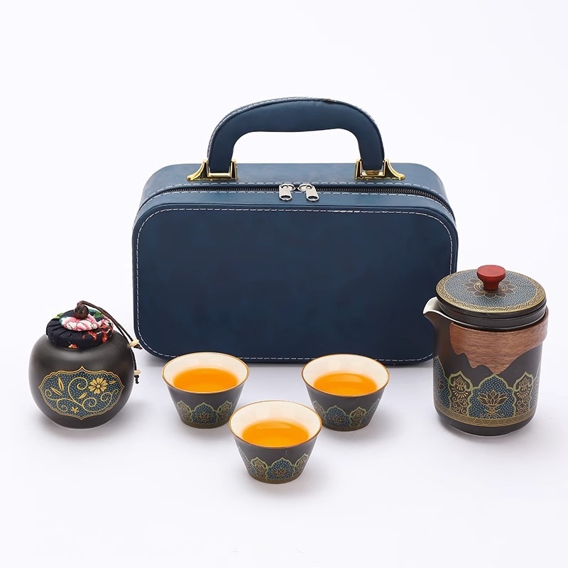 Carpenter Sequence Set ceai de călătorie: ceainic ceramic portabil și cești pentru camping și birou