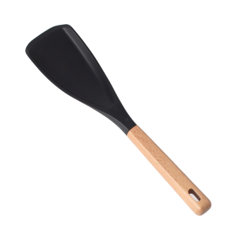 Spatulă din silicon cu mâner din lemn, pentru salate, servire și gătit, antiaderentă, mare