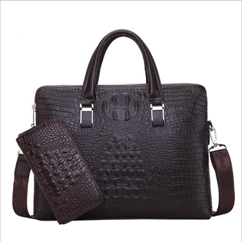 Muška torba s uzorkom krokodila, poslovna torba s dvostrukim zatvaračima, crossbody torba za prijenosno računalo