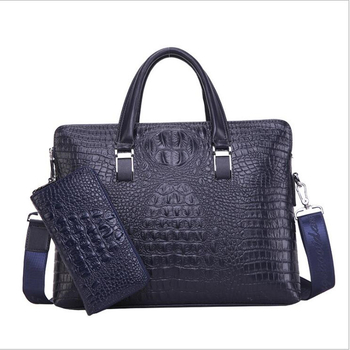 Muška torba s uzorkom krokodila, poslovna torba s dvostrukim zatvaračima, crossbody torba za prijenosno računalo