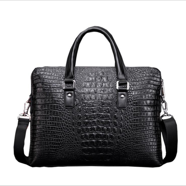 Muška torba s uzorkom krokodila, poslovna torba s dvostrukim zatvaračima, crossbody torba za prijenosno računalo