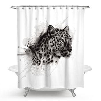 Perdea de duș din poliester, seria Leopard, stil modern minimalist, imprimată, impermeabilă și rezistentă la mucegai, cod YL1289