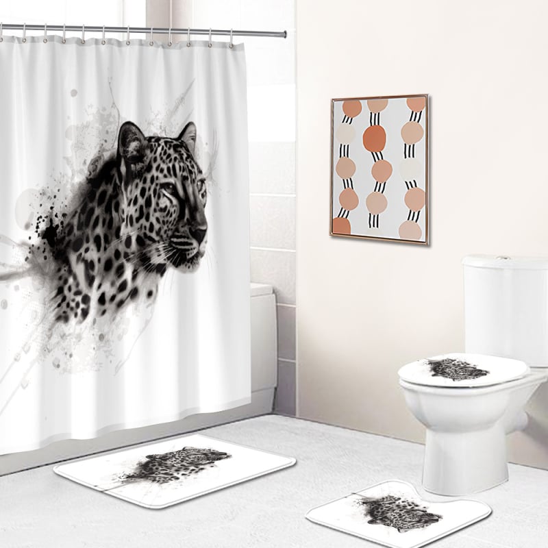 Perdea de duș din poliester, seria Leopard, stil modern minimalist, imprimată, impermeabilă și rezistentă la mucegai, cod YL1289