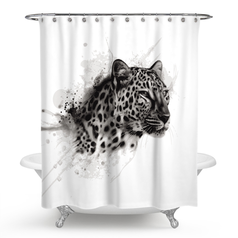 Perdea de duș din poliester, seria Leopard, stil modern minimalist, imprimată, impermeabilă și rezistentă la mucegai, cod YL1289