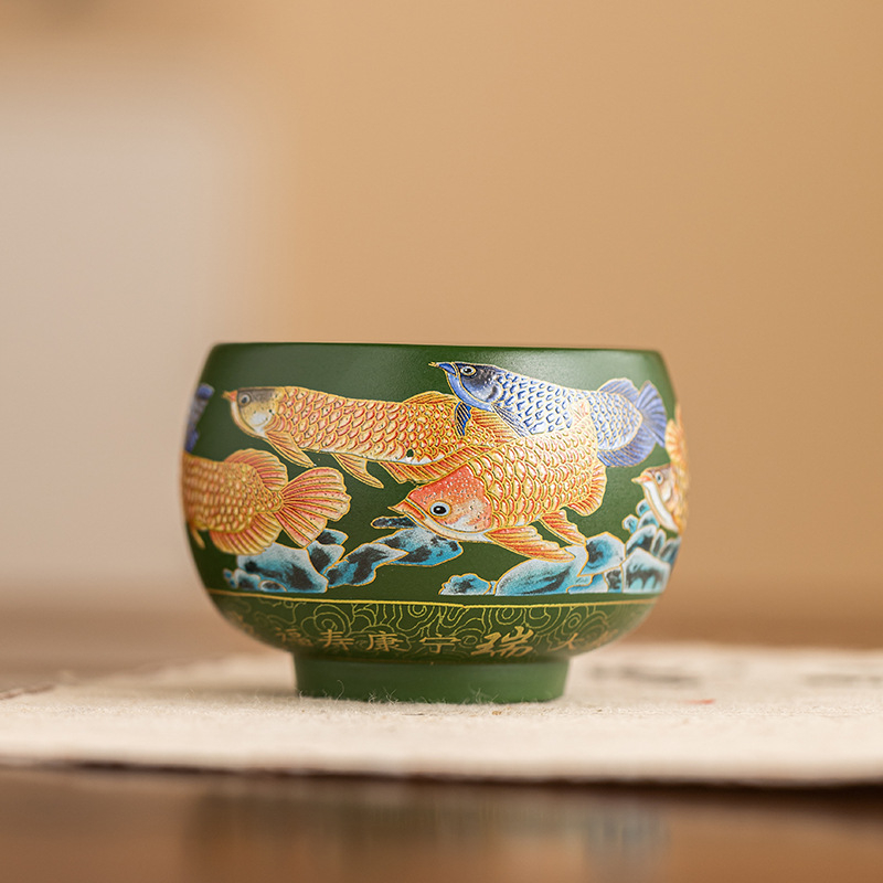 Ceainic din lut purpuriu, lucrat manual de un maestru al patrimoniului imaterial, luciu luminescent în întuneric, dragon și phoenix, stil Kowloon Xianrui Hanwa Xishi, din lut purpuriu Yixing