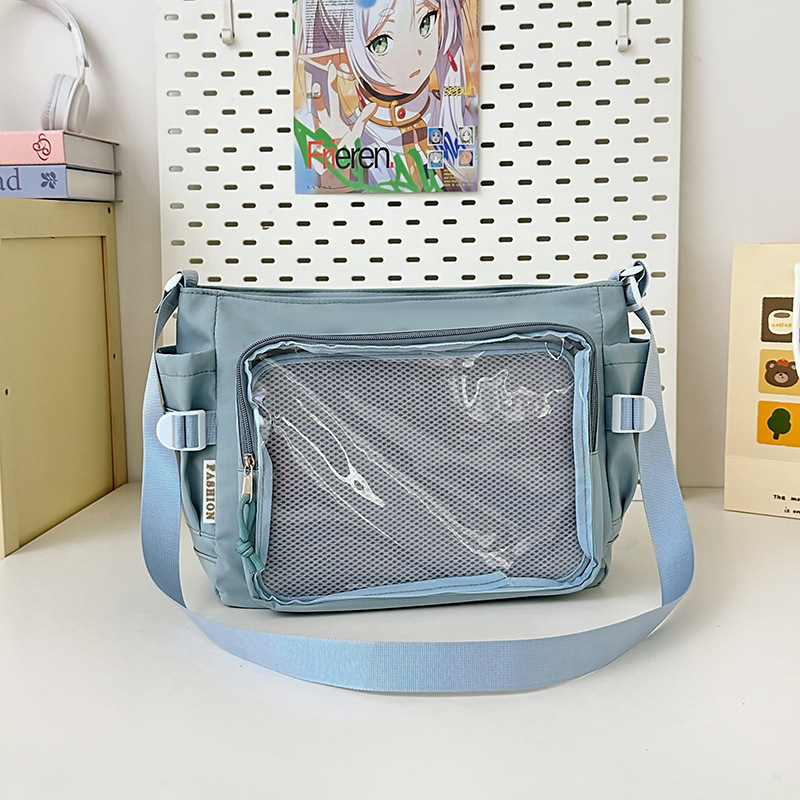 Ženska messenger torba u stilu fakulteta, velika zapremina, nylon, proziran dizajn, za svakodnevnu upotrebu