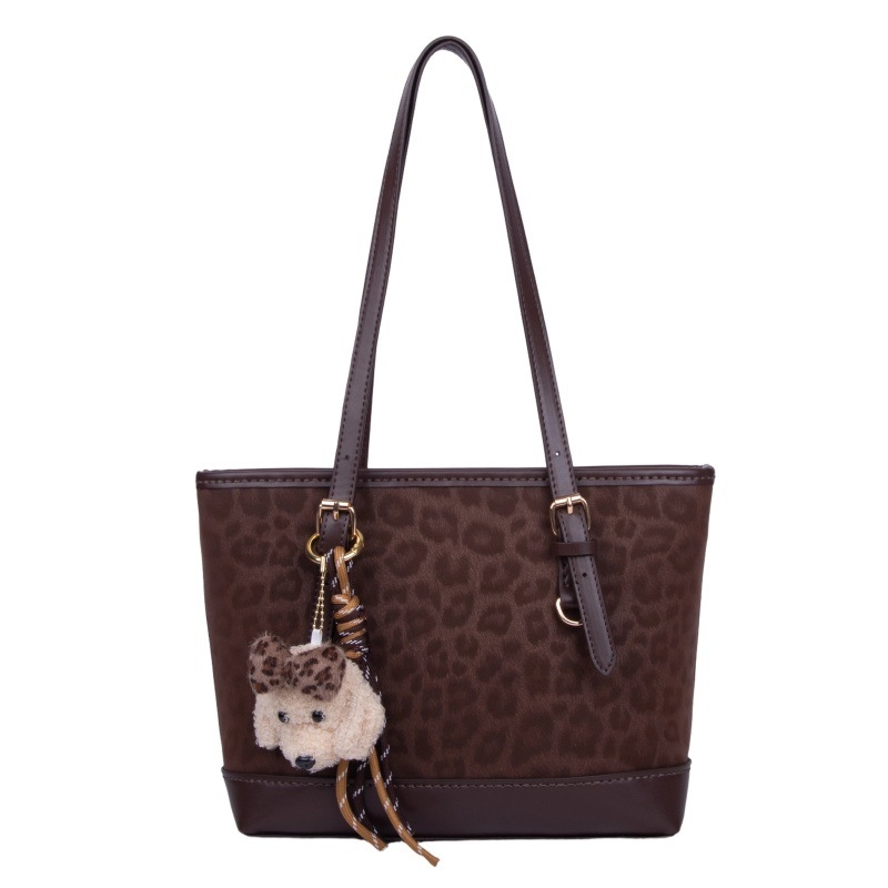 Leopard uzorak retro ručno izrađena ženska torba, velika zapremina, bucket stil ramenska torba, DIY materijalna torba, proljeće 2026