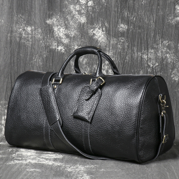 Torba za putovanje od prave bivolje kože s pretincem za cipele, unisex, kapacitet 20–35 L