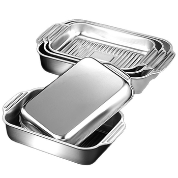 Tigaie-grill din oțel inoxidabil întărit, pentru pește și fructe de mare, tavă pătrată, compatibilă cu plitele cu inducție, uz casnic și profesional